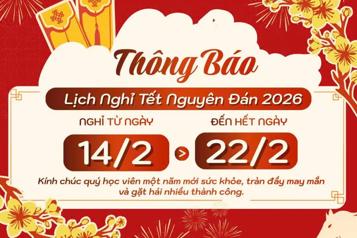 Thông Báo Lịch Nghỉ Tết Nguyên Đán 2026 – Học viện Yoga T.Kim Việt Nam