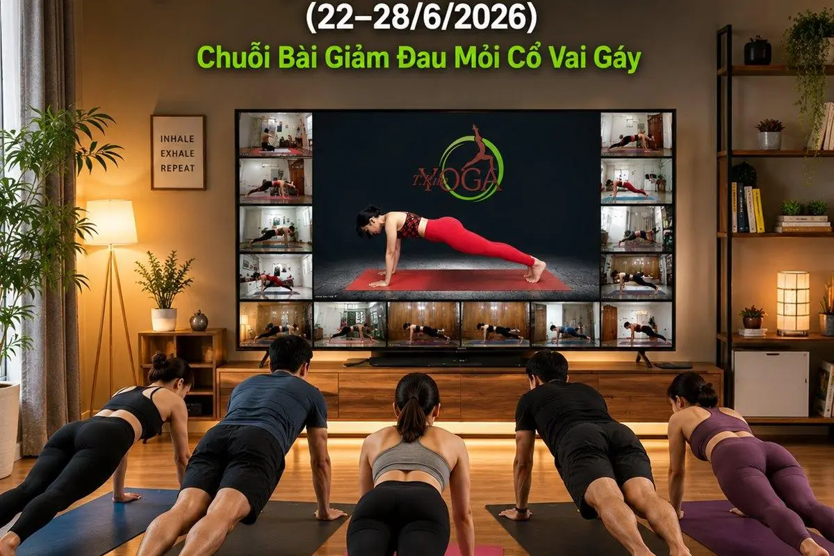 Lịch Tập Yoga Tuần Mới 22–28/6: Chuỗi Bài "Gỡ Rối" Cổ Vai Gáy & Flow "Chạm" Mọi Khung Giờ